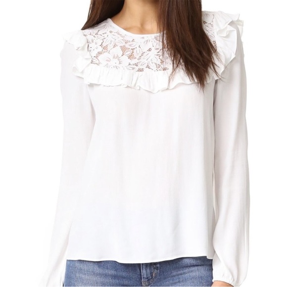 WAYF Magnolia Lace Yoke Blouse - Ivory white - Small - Picture 1 of 8